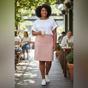 LOFT Pink Tweed Pencil Skirt